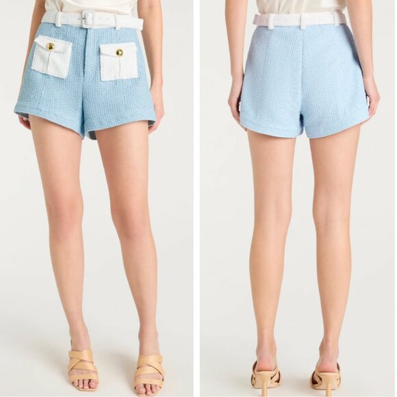 NWT Cinq a Sept 5a7 Nissy Jacket & Short Set of 2  Sky Blue/White Cocktail Party - Picture 7 of 10